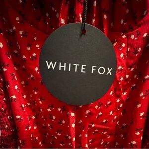 Red Floral Off the Shoulder Dress from White Fox
